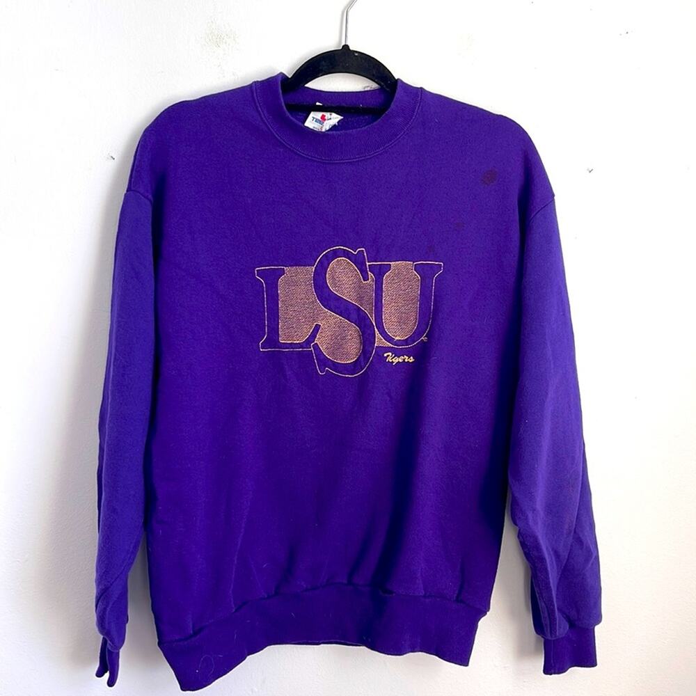 Vintage LSU Tigers embroidered logo crewneck sweatshirt sz L